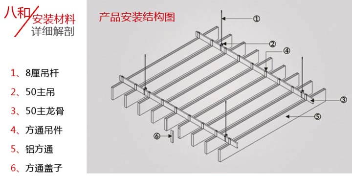型材鋁方通安裝結構