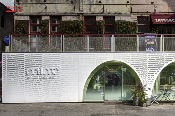 店鋪裝飾穿孔鋁單板，重慶TESTBED2二廠文創(chuàng)園Mint冰激凌店